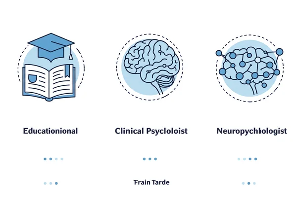 Icons representing professionals who diagnose dyscalculia.