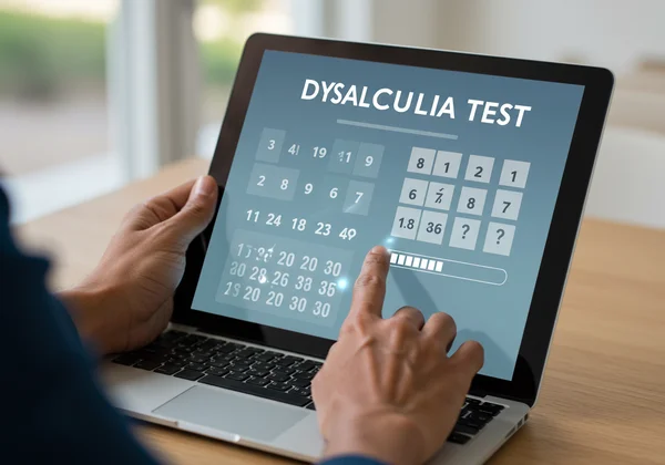 User taking an online dyscalculia screening test.