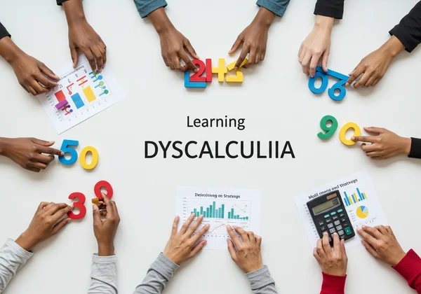 Hands building with number blocks and math tools