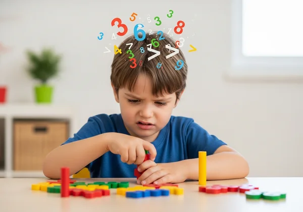 Young child confused while trying to count with fingers