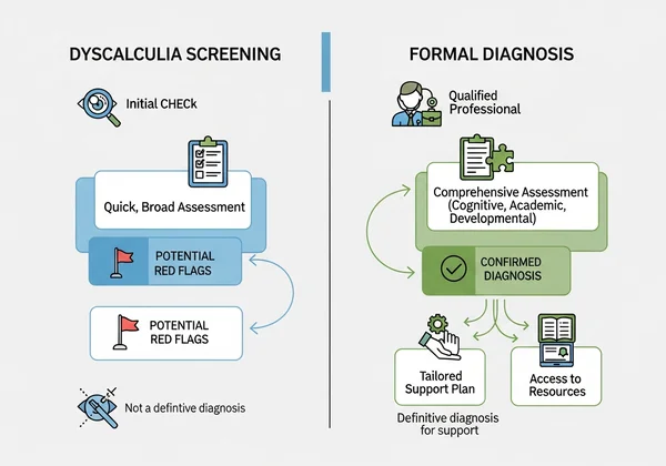 Flowchart of dyscalculia screening vs diagnosis
