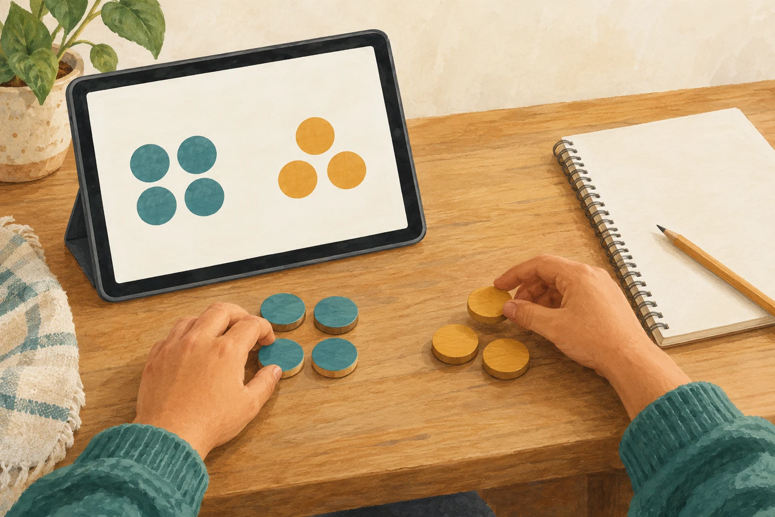 Comparing screen quantities with physical counters